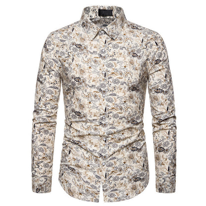 Herren Hemd Elegant Floralmuster Stilvolle Bluse