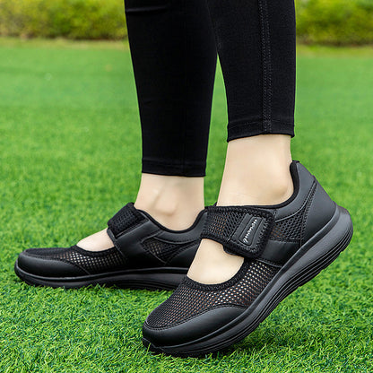 Damen Sneaker Sportlich Atmungsaktiv Netzdesign Schwarz