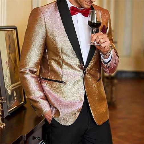 Herren Smokingsakko Elegant Schwarzer Anzug mit Klassik-Details