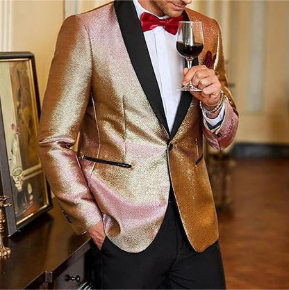 Herren Smokingsakko Elegant Schwarzer Anzug mit Klassik-Details