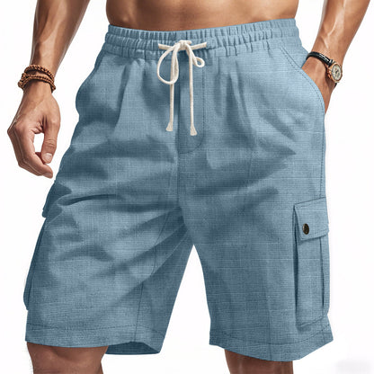 Herren Cargo Shorts Bequem Mit Kordelzug und Seitentaschen
