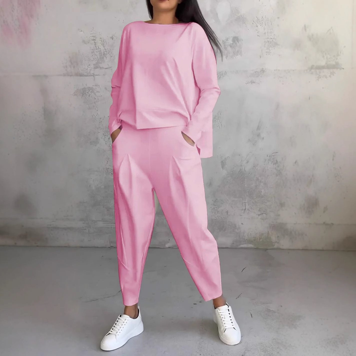 Damen Jogginganzug Bequem mit Taschen und Weiten Ärmeln