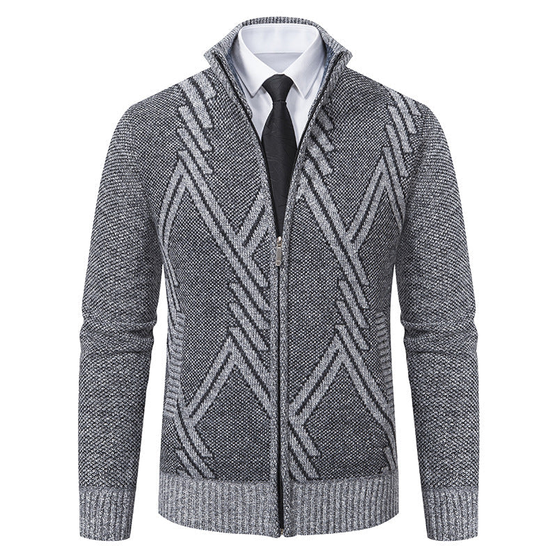 Herren Strickjacke Geometrische Muster Modern Trendy - BerlinGlamour