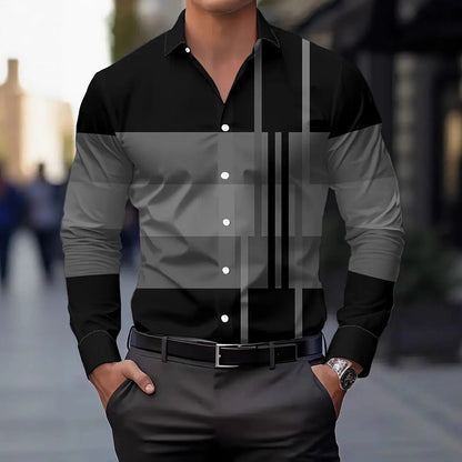 Herren Langarmhemd Modern Blockdesign Trendy
