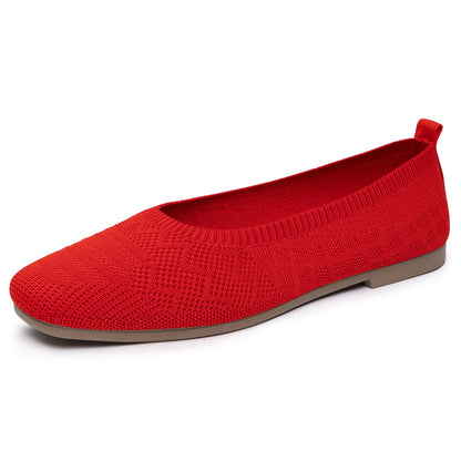 Damen Ballerinas Atmungsaktiv Strick Bequem Elegant