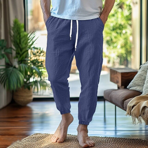 der neue Titel: Elegante Leinen-Jogginghose mit elastischem Bund und verstellbarem Kordelzug BerlinGlamour