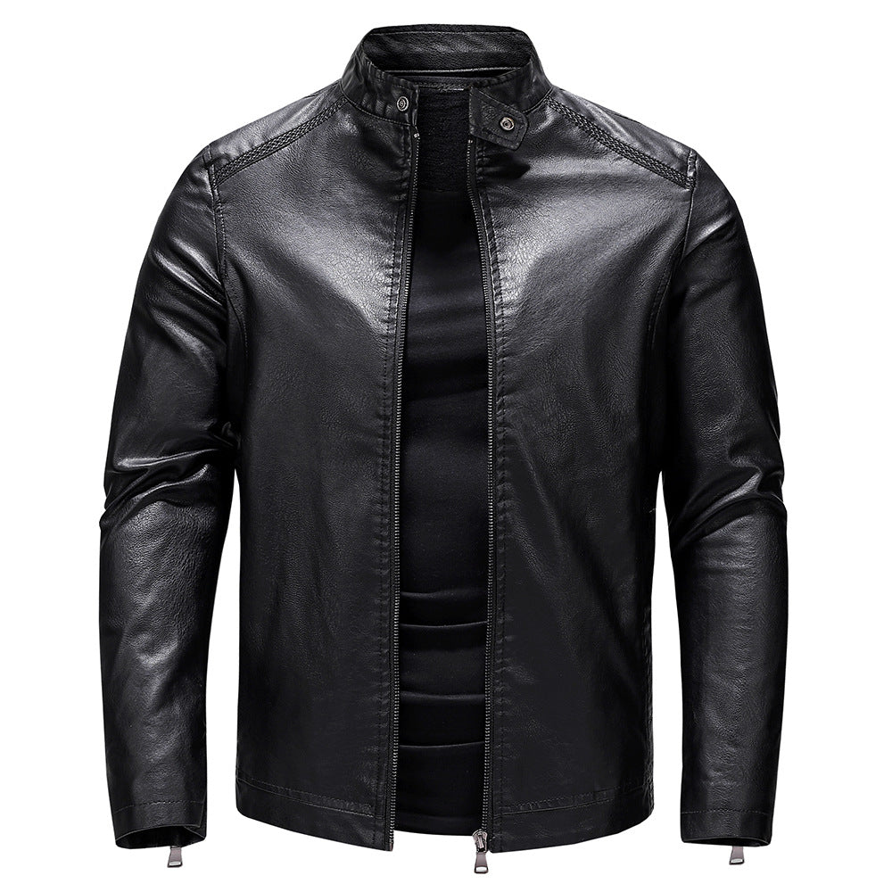 Herren Lederjacke Modern Casual Stil Schwarz