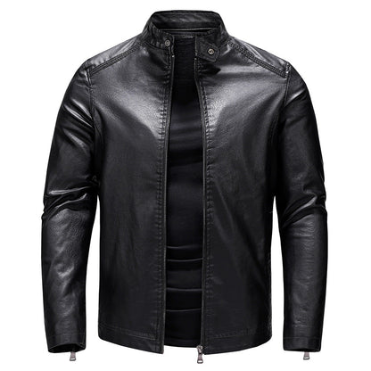 Herren Lederjacke Modern Casual Stil Schwarz