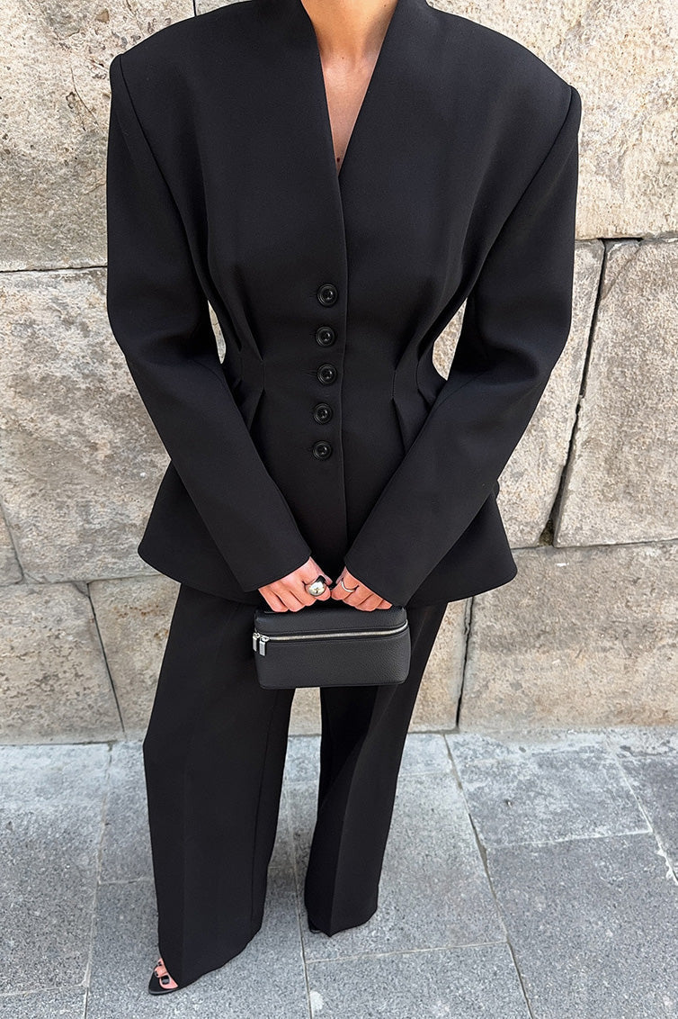 Taillierter Anzug Damen Zweiteiler Elegant Schwarz