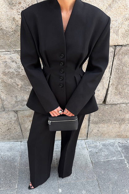 Taillierter Anzug Damen Zweiteiler Elegant Schwarz