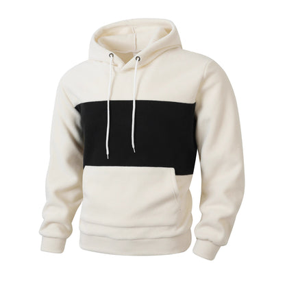 Herren Kapuzenpullover Fleece mit Farbstreifen Modern Sportlich