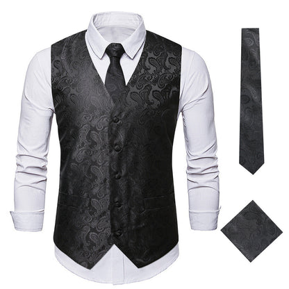 Herren Weste Paisley Muster Elegant schwarz