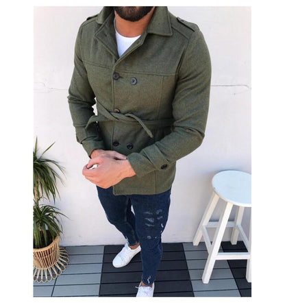Herren Wintermantel Doppelreihig Modern Schwarz