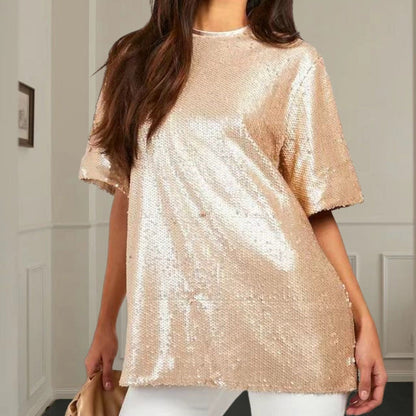 Glitzerndes Oversize-Top Damen mit Pailletten Großes Format