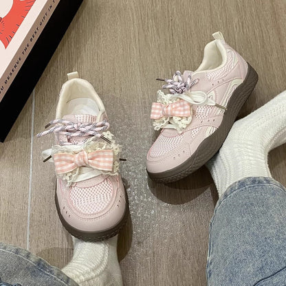 Damen Sneaker Karomuster Atmungsaktiv Sportlich