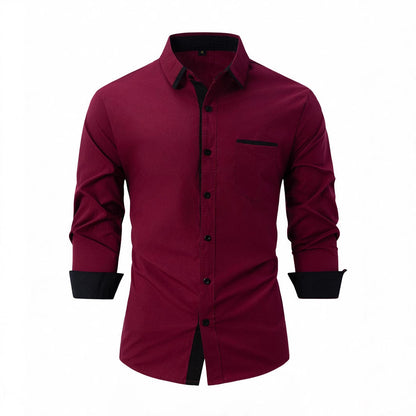 Herren Langarmhemd Modern Kontrastkragen Elegantes Design