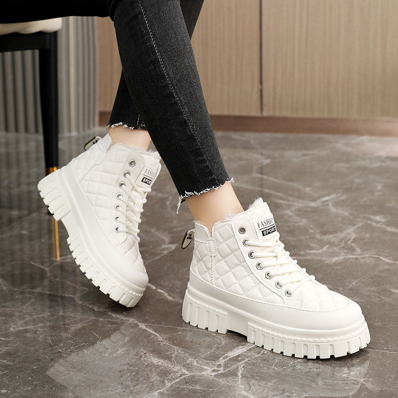 Damen Sneaker High-Top Gefüttert Rutschfest Schwarz