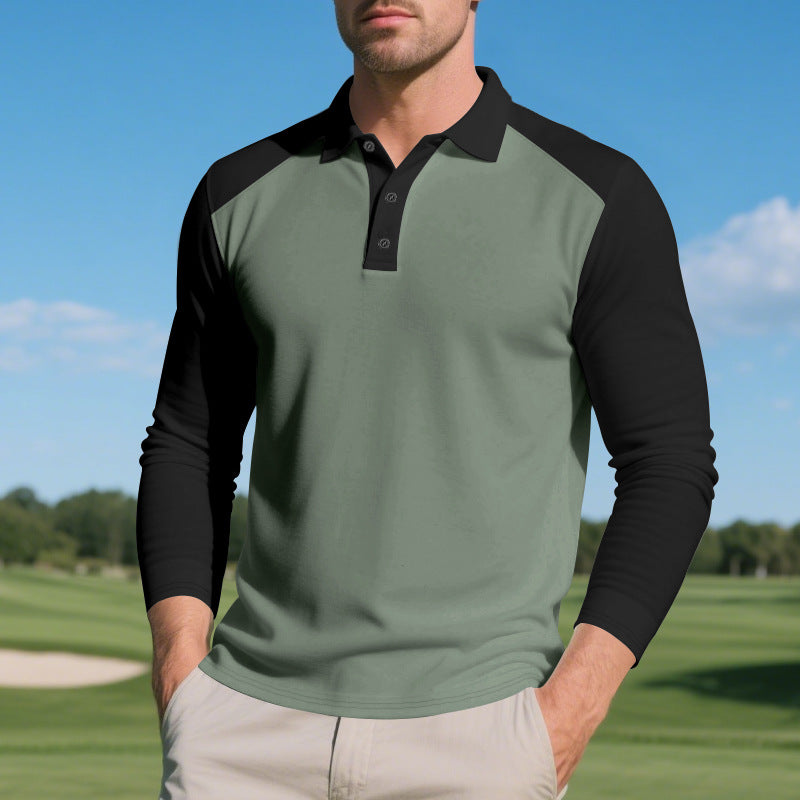 Herren Polo-Shirt Langarm Sportlich Atmungsaktiv