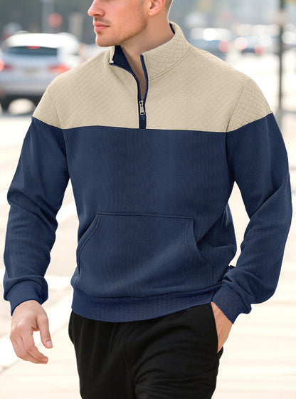Männer Pullover Stehkragen Sportlich Strukturiert