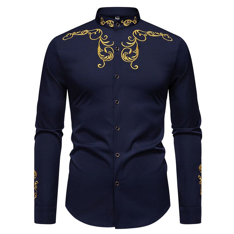 Herren Langarmhemd Elegantes Mit Verzierungen Modern