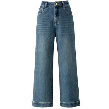 Damen Hose Hochtailliert Weite Bequeme Stoffhose