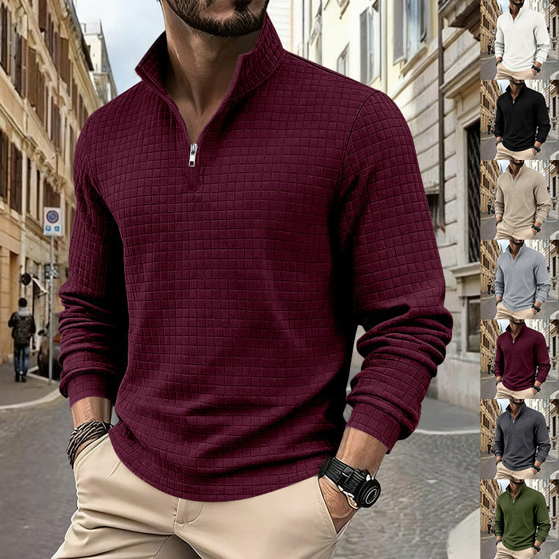 Herren Sweatshirt Halbzipper Strukturiert Modern