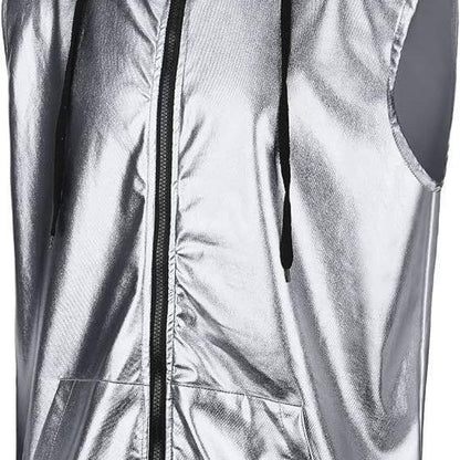 Herren Kapuzenweste Glänzend Praktisch Mit Taschen