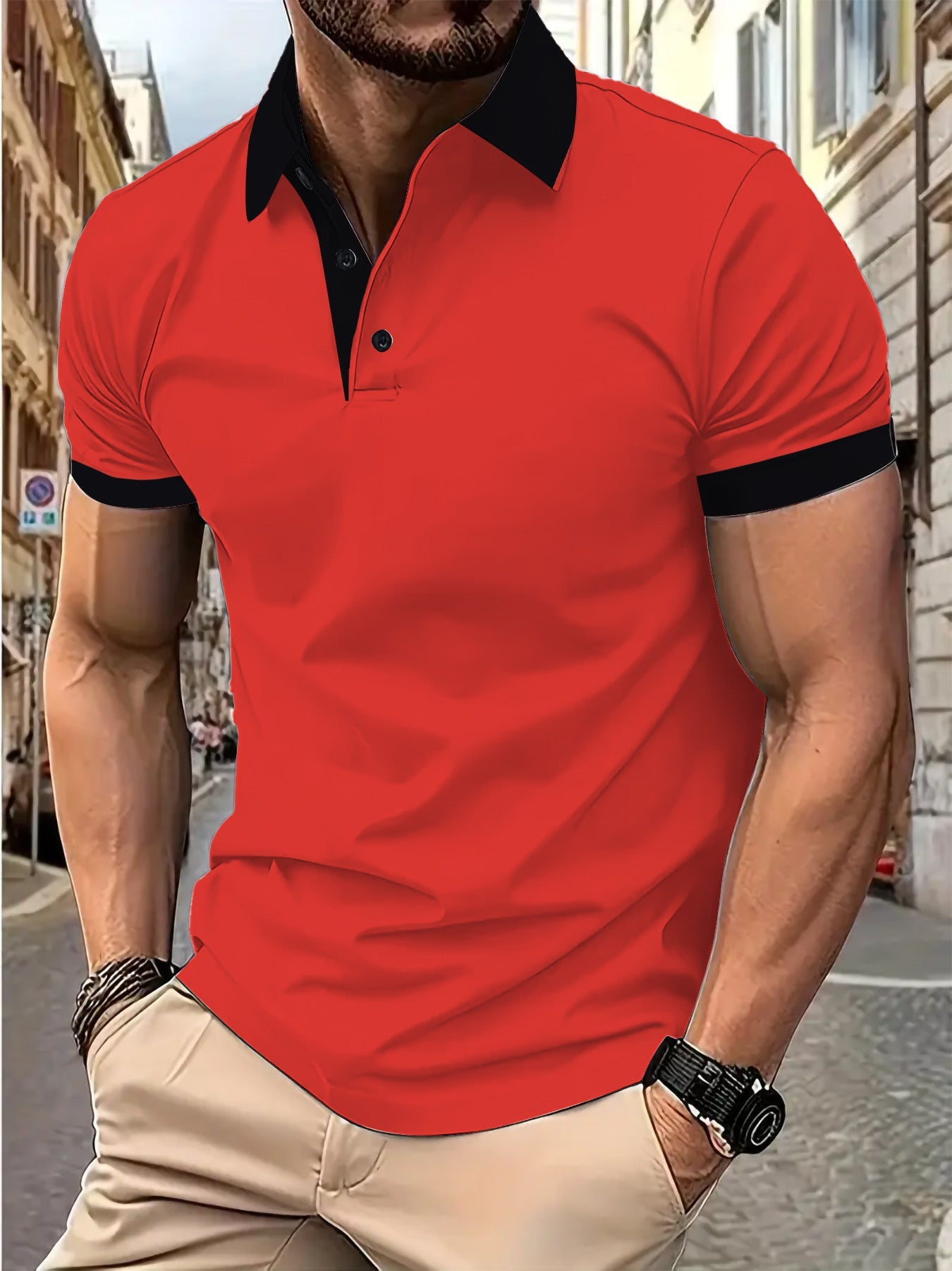 Herren Poloshirt Modern mit Kontraststreifen