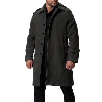 Herren Wollmantel Lang Klassisch Mit Taschen