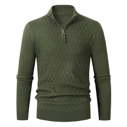 Herren Strickpullover Rautenmuster Reißverschluss Modern