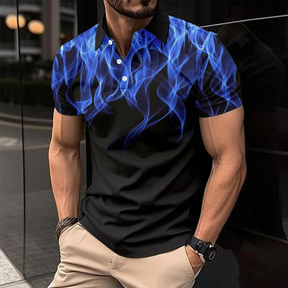 Herren Poloshirt Modern mit Rauchmuster und Flachkragen