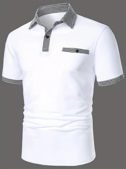 Herren Polohemd Karomuster Modern Kontrast