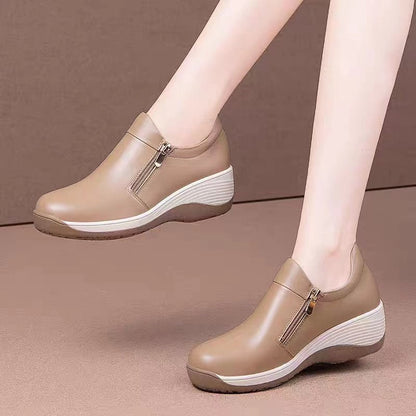 Damen Slip-On Schuhe Bequem Reißverschluss Weich