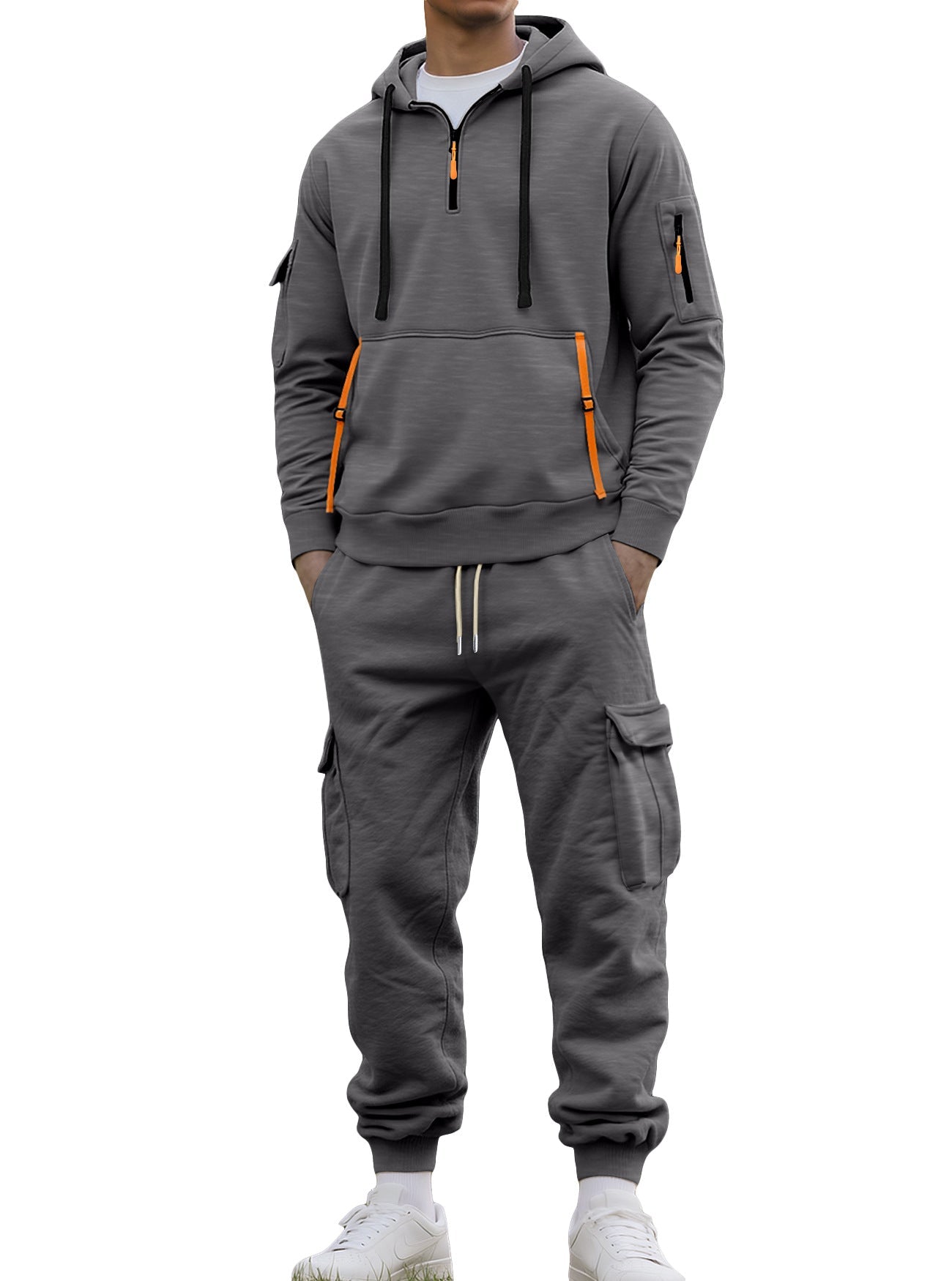 Herren Sportanzug Kapuze Taschen Funktionell Modern