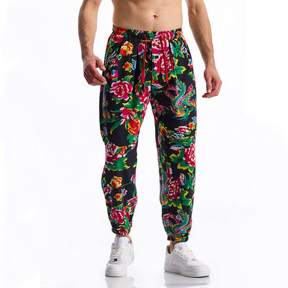 Herren Freizeithose Elastisch Floral Modern