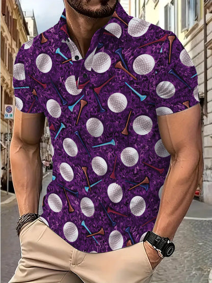 Herren Polohemd Golf Motiv Modern Trendig