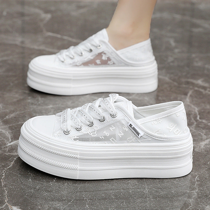 Damen Plateau Sneaker Atmungsaktiv Mesh Rutschfest
