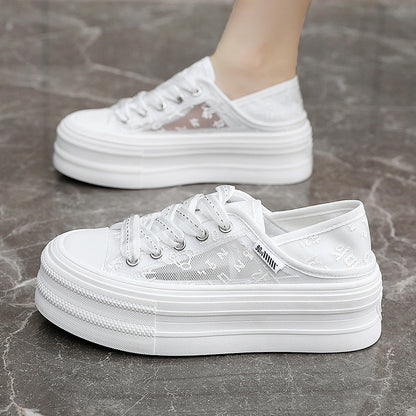 Damen Plateau Sneaker Atmungsaktiv Mesh Rutschfest