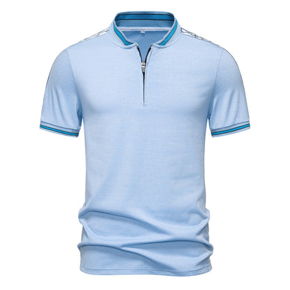 Herren Poloshirt Stehkragen Reißverschluss Modern Sportlich