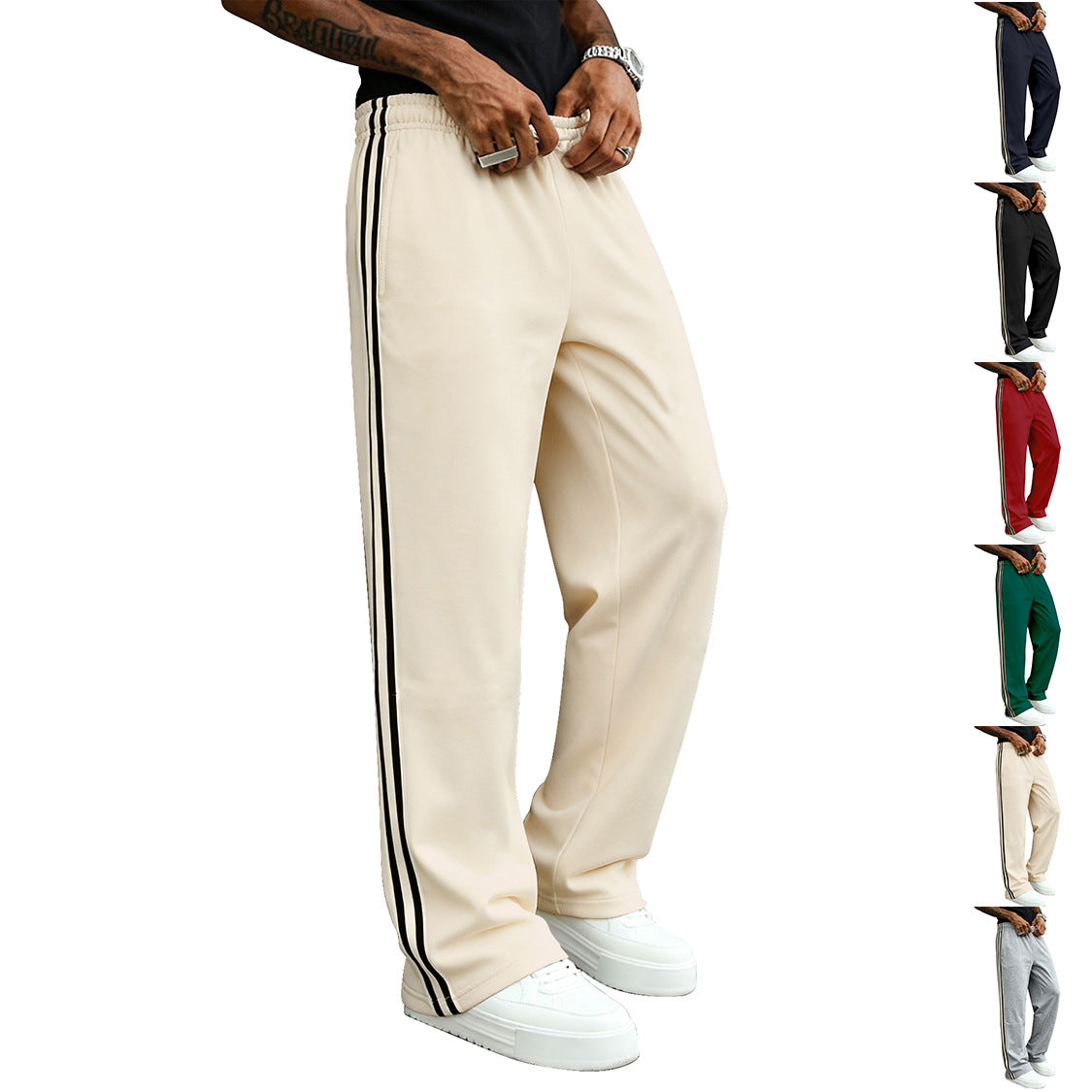 Herren Freizeithose Sportlich Mit Streifen Modern