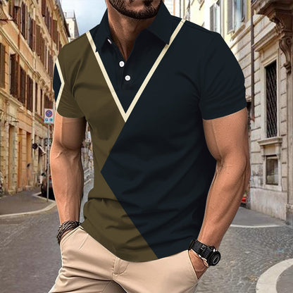 Herren Polohemd Modern Farbblock Design Atmungsaktiv - BerlinGlamour