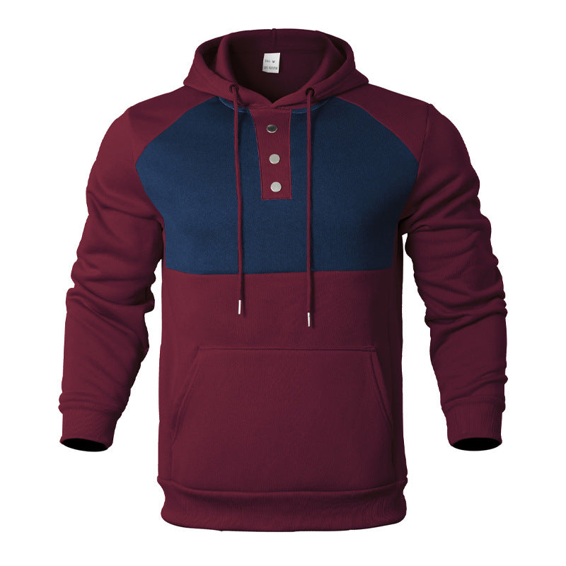 Herren Kapuzensweater Modern mit Kontrastärmeln