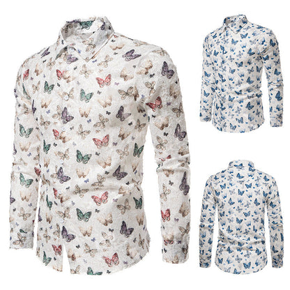 Herren Hemd Langarm Floralmuster Modern Elegant - BerlinGlamour