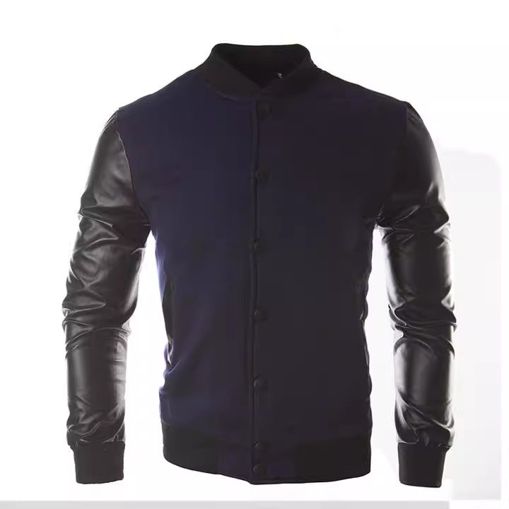 Herren Lederjacke Sportlich Mit Lederbesatz Modern