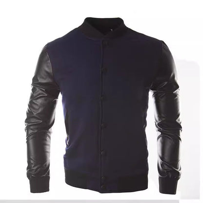 Herren Lederjacke Sportlich Mit Lederbesatz Modern