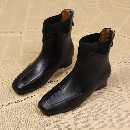 Damen Chelsea Stiefel Elegant Stretchleder Schwarz