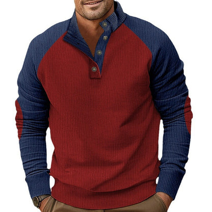 Herren Pullover Ripp-Kragen Kontrastärme Modern