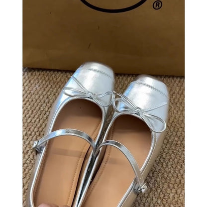 Damen Ballerinas Schleifen Details Komfort Riemenverschluss - BerlinGlamour