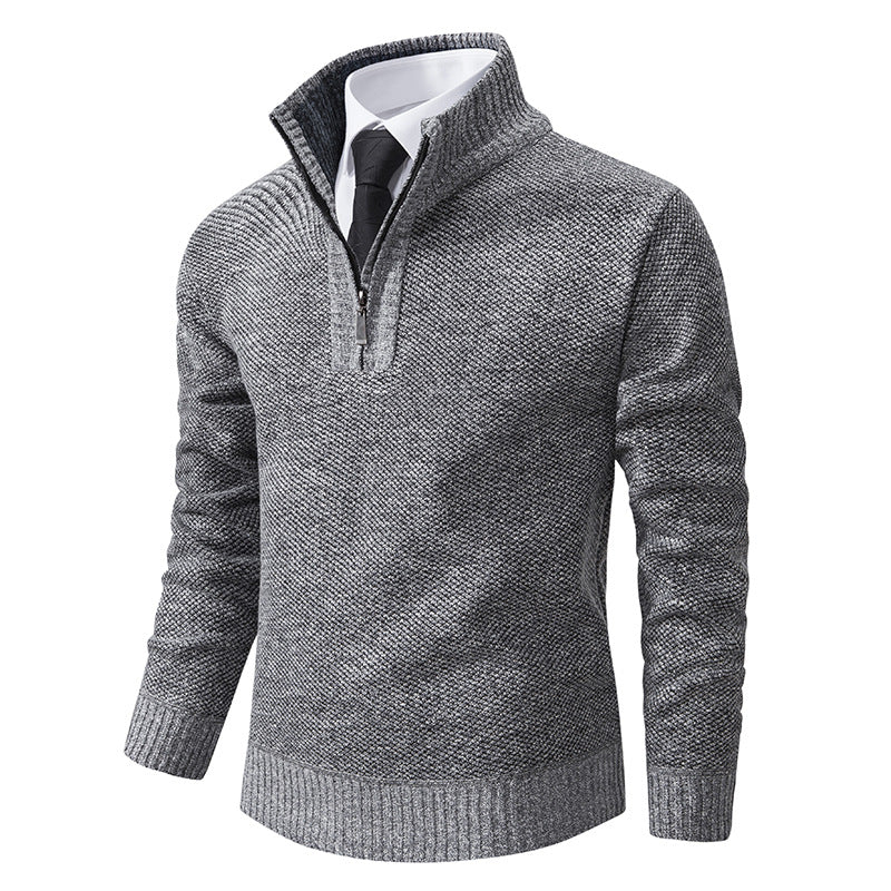 Herren Strickpullover Eleganter V-Ausschnitt Mit Reißverschluss
