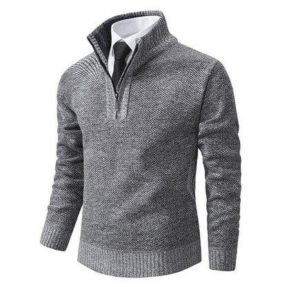 Herren Strickpullover Eleganter V-Ausschnitt Mit Reißverschluss